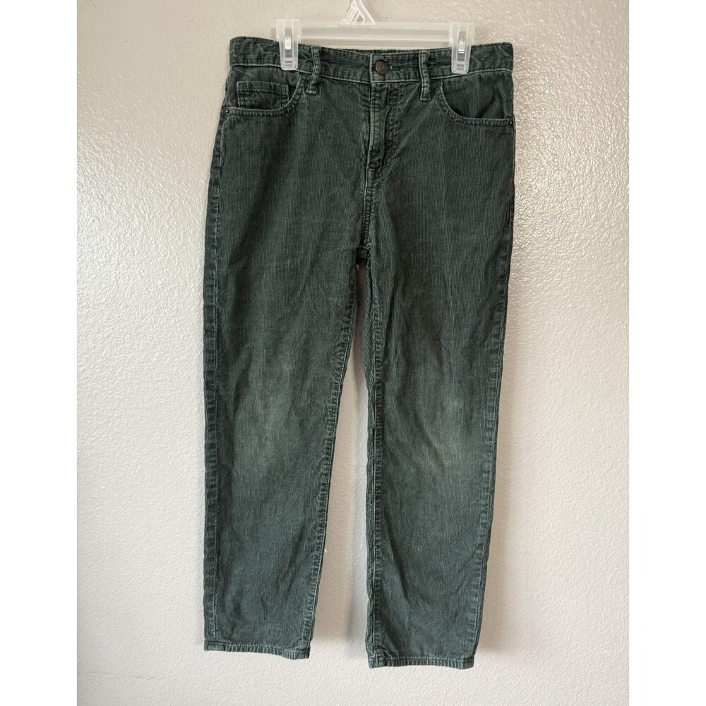 GAP Kids Boys Green Solid Corduroy Straight Pants Button Closure